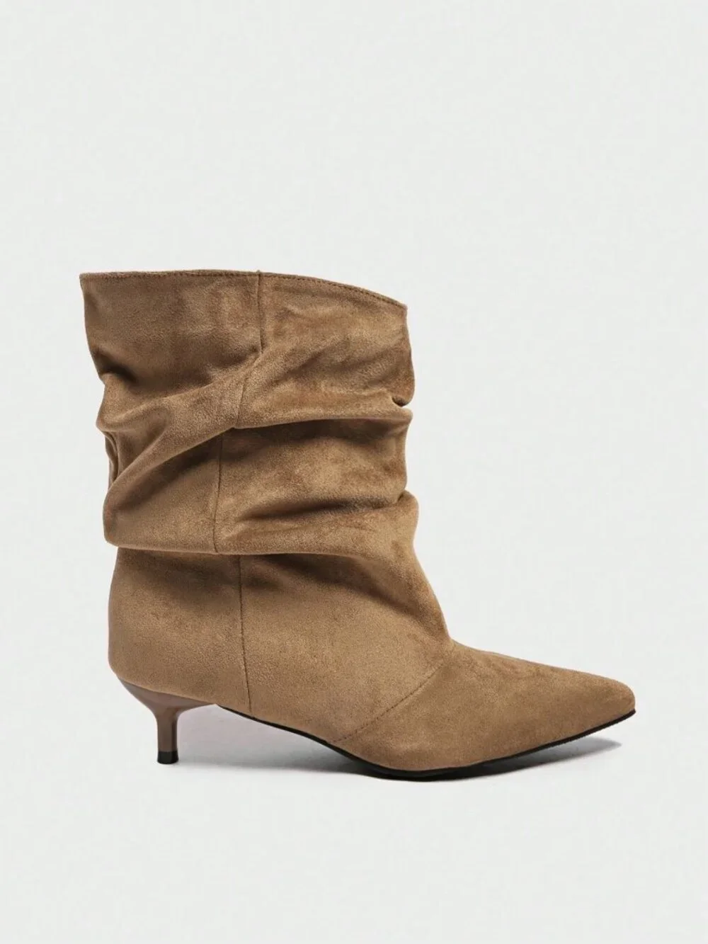 Khaki Boho Women's Pleated heeled Boots
